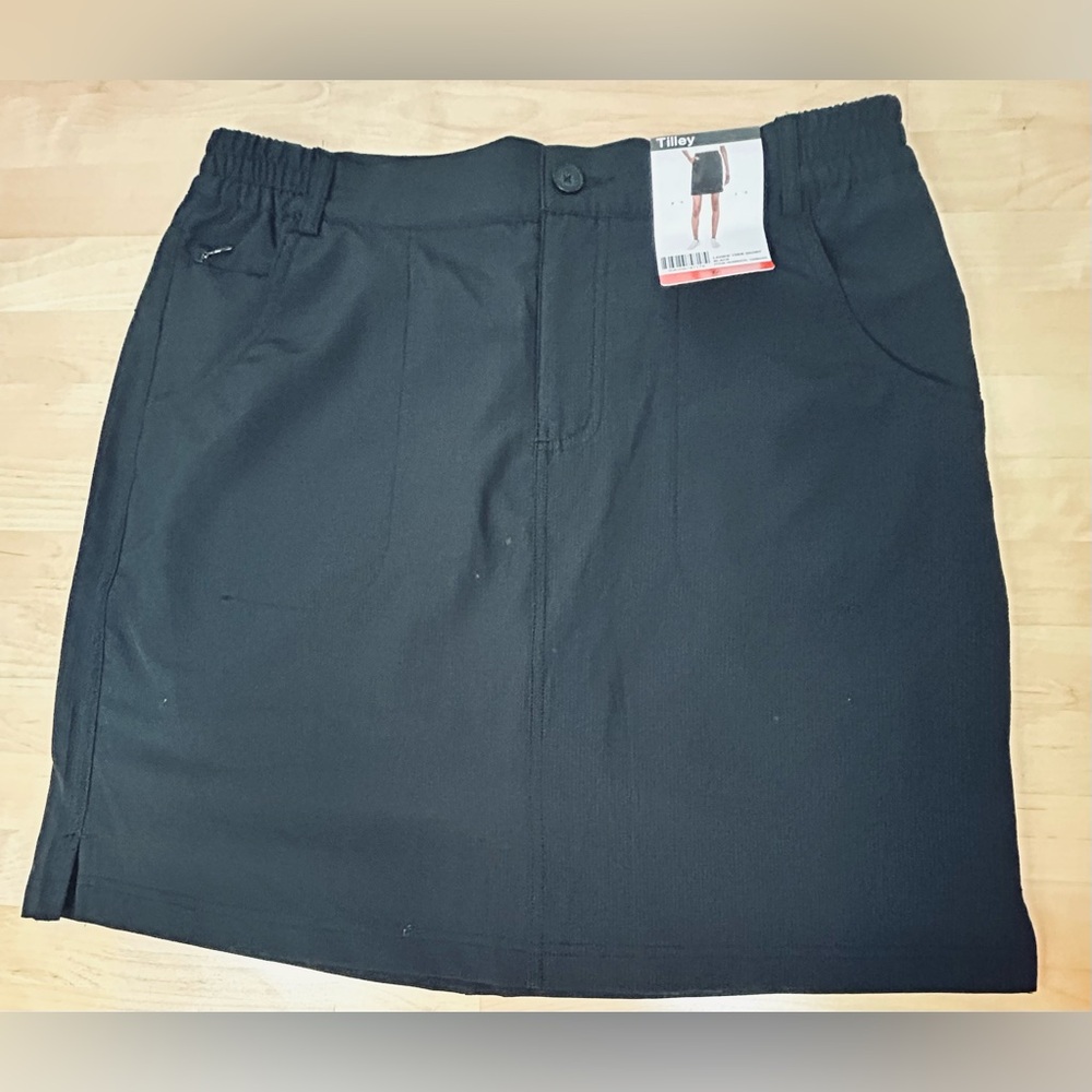 Tilley Adventure Travel Skort M Black Stretch Hiking Golf Skirt